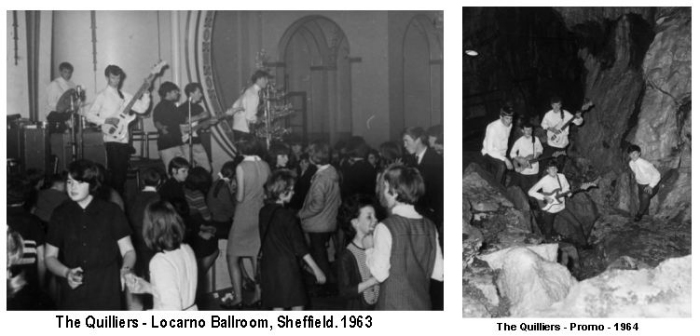 The Quilliers at the Locarno Ballroom, Sheffield. 1963. L-R Bob Ward, Rog Burbeary, Andrew Hinkler, Brian Barker & Chris Moore 